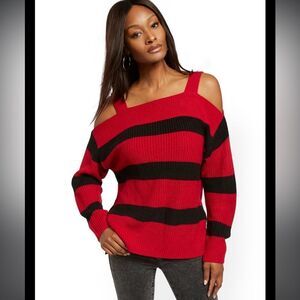 🎉Soho Striped Cold Shoulder Sweater Sz XL